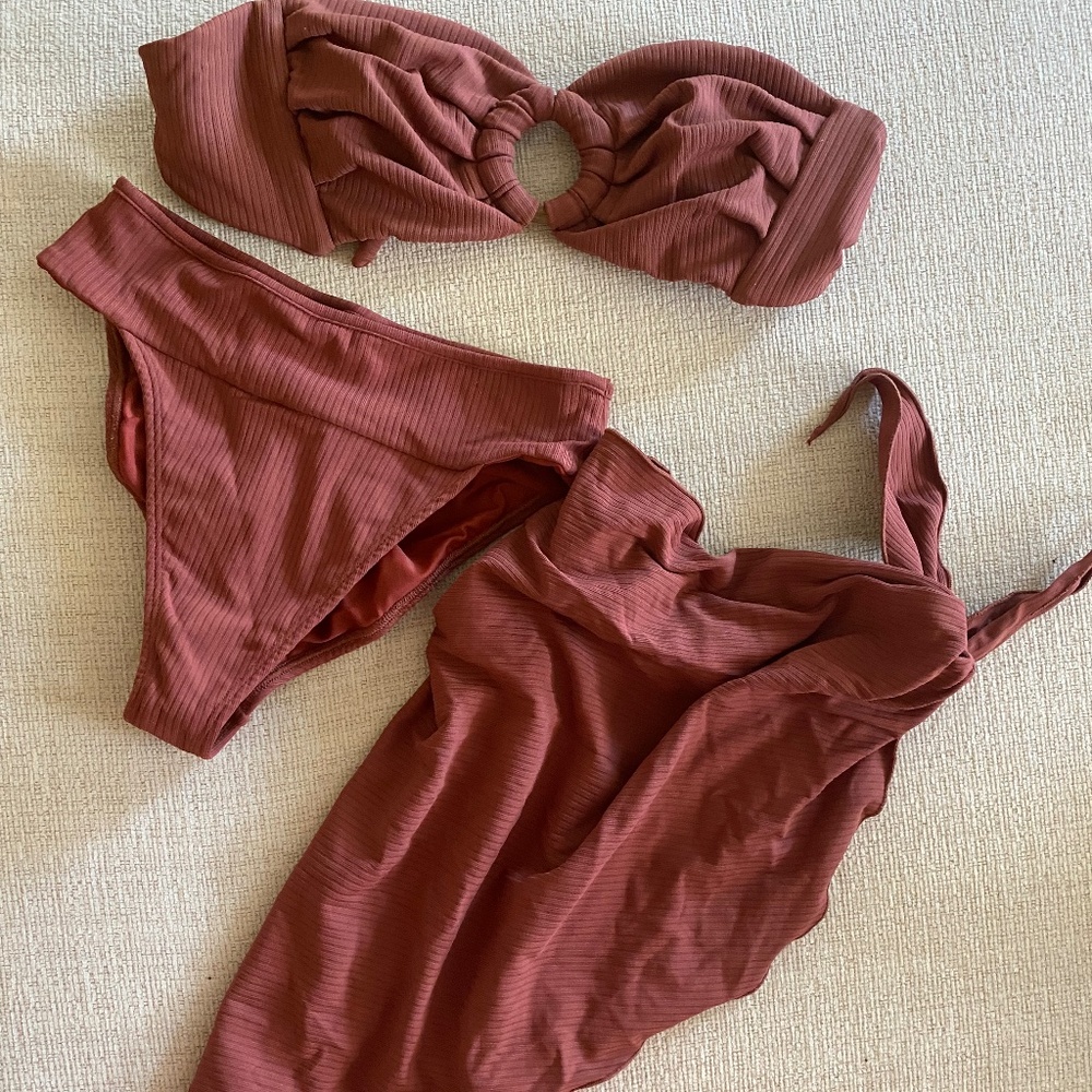 Montce Rib Tori Bandeau, Tamarindo Bottom and Sarong